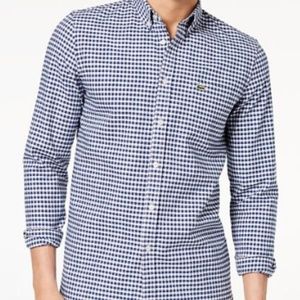 BRAND NEW! Lacoste Mens Gingham Check Oxford Shirt
